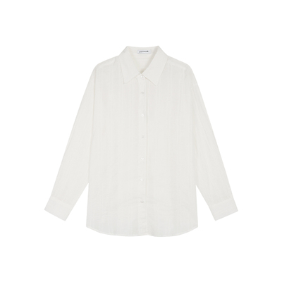 辰米范宽松慵懒风长袖白色衬衫女