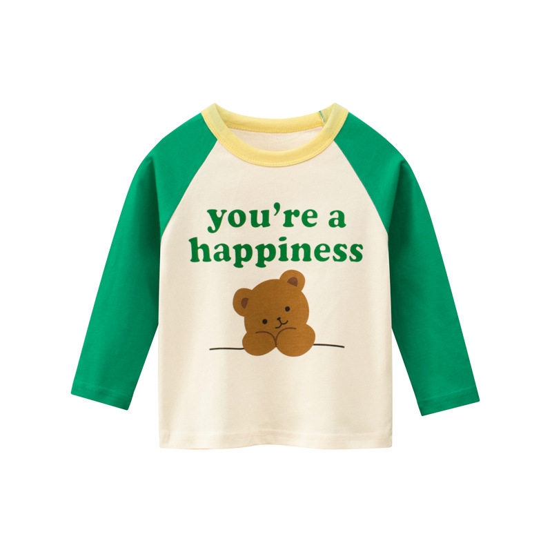 韩版卡通印花纯棉长袖T恤打底衫