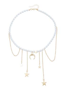 Norns欧美星星月亮珍珠项链金属链流苏小众百搭设计日穿搭choker