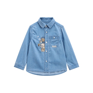 【UPF50+】TeenieWeenie Kids小熊童装26年男宝防晒凉感牛仔衬衫