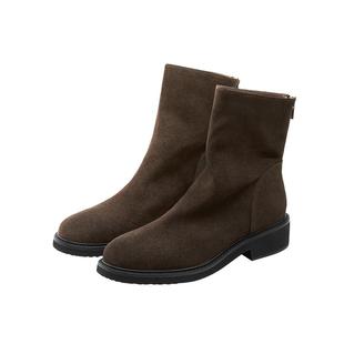 7or9短靴女鞋秋冬新款绒面时装粗跟靴子瘦瘦靴堆堆靴棕色栗子芭菲