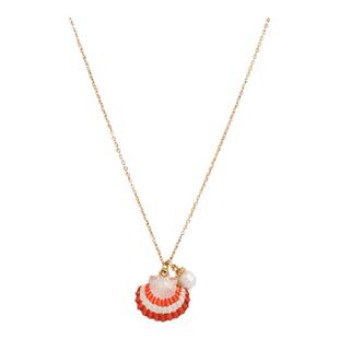 Fable珊瑚红人鱼贝壳珐琅彩项链锁骨链小众高级设计感送女友礼物