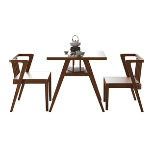 网红阳台小桌椅休息区布置休闲茶桌椅组合三件套咖啡桌子椅子实木