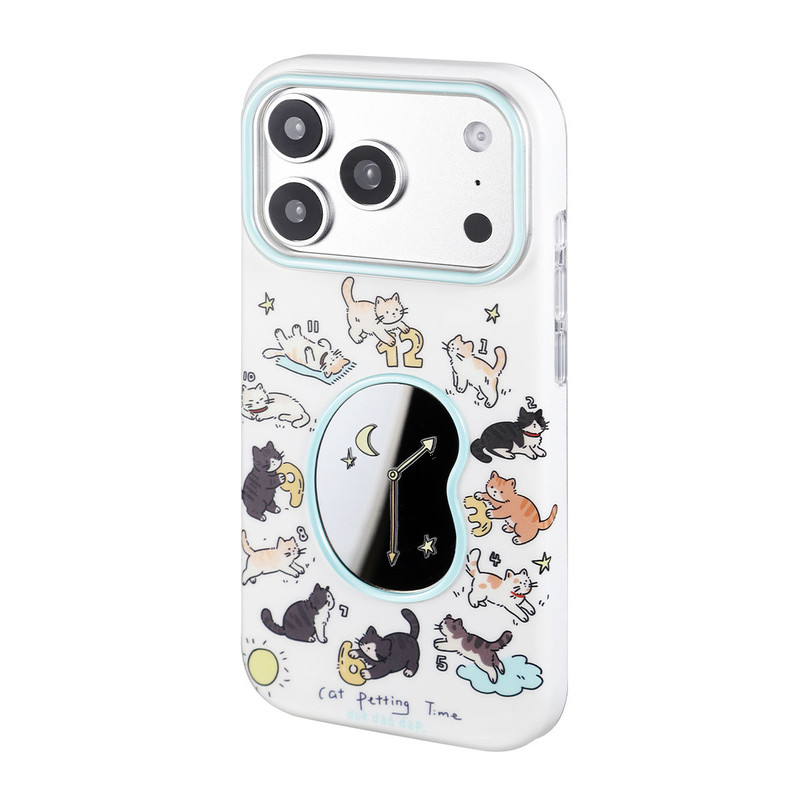 dokdatdap小猫时钟原创iPhone18proMax手机壳个性镜子适用苹果17pro手机壳可爱手绘卡通苹果16Pro小众款15Pro
