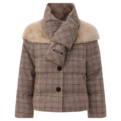 GUOJINGYI格纹拼接鹅绒服秋冬