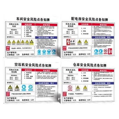 安全风险点告知牌卡机械设备警示