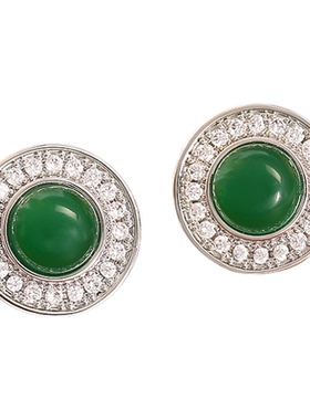 新中式绿色玉髓吊坠锁骨链