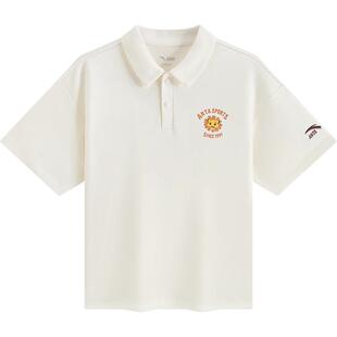 狮子王联名安踏儿童男小童短袖POLO衫2026年夏季新款可爱短T恤白