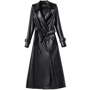 2025秋冬新款真皮皮衣女中长款过膝加棉风衣绵羊皮大毛领修身外套