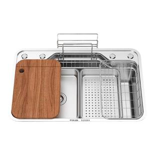 日式水槽大单槽SUS304不锈钢洗菜盆厨房水槽压纹水槽洗碗槽洗菜池