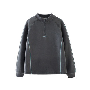 半度闲女童加绒立领卫衣秋冬装运动新款儿童冬季加厚保暖上衣潮T