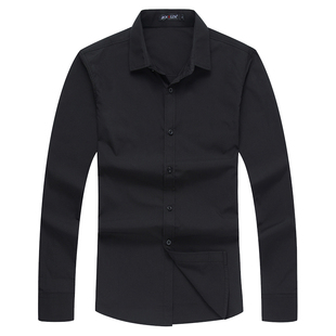 春季黑色衬衫男长袖修身韩版伴郎衬衣兄弟团年会演出服装毕业礼服