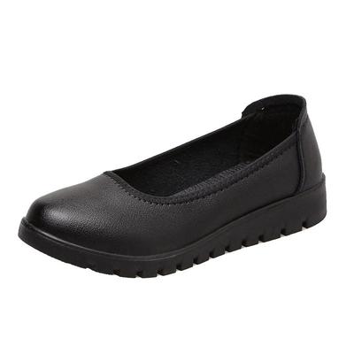 黑色工作鞋舒适久站不累平底上班