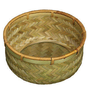 藤口竹编鸟巢篮水果家用收纳篮纯手工头层竹青编织篮天然竹编篮