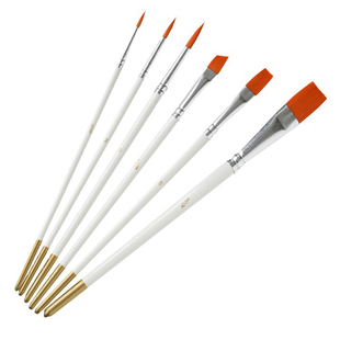 尼龙毛刷6支套装 DIY香薰蜡烛石膏上色描边勾线水粉丙烯烘焙画笔