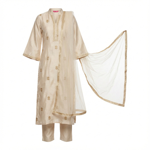 A2-1-3印度进口女装丝绵3件套民族服饰旁遮比套装绣花 印巴风 4色