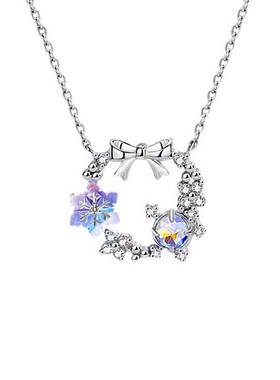 原创设计极光月亮梦幻雪花吊坠项链女s925纯银小众饰品礼物送闺蜜