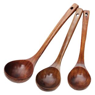 何适家居实木柯木长柄不烫手家用大号汤勺火锅日式汤勺粥勺木勺子