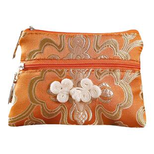 中国特色手工艺礼品送老外南京云锦双拉加棉女式小零钱包刺绣荷包