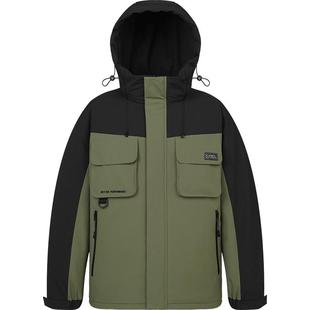 骆驼男装工装羽绒服男冬季加绒加厚保暖连帽短款情侣款防寒外套