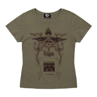 eihey诶嘿夏季新款小众复古个性印花圆领修身显瘦短袖T恤上衣女