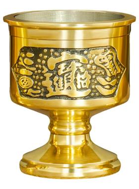 纯黄铜酒杯贡杯供奉财神爷净水高脚杯茶杯佛堂上供圣水杯佛具用品