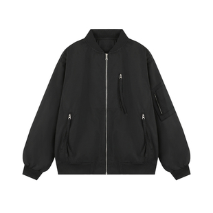 @港仔文艺男 多口袋飞行员夹克男春季棒球服美式复古男生工装外套