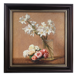 法美式复古油画桌面摆件方形相框高级艺术摆台卧室客厅装饰画挂画