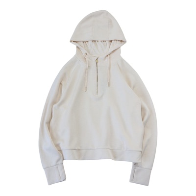 牛货闭眼入女士莫代尔柔感舒适连帽运动卫衣半拉链春季休闲外套