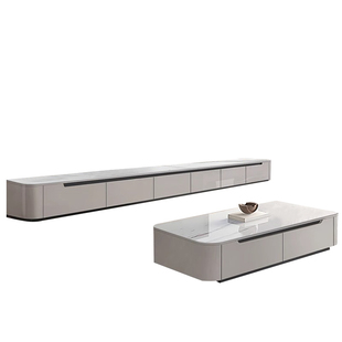 全实木岩板茶几电视柜组合客厅电视柜茶几小户型客厅茶几客厅家用