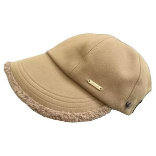 秋冬大帽檐鸭舌帽女出游可挂口罩加绒加厚休闲渔夫帽显脸小棒球帽