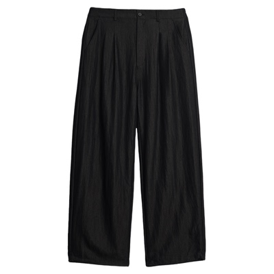 BODYDREAM慵懒松弛感牛仔蓝打褶阔腿拖地休闲裤男 易打理仿牛仔裤