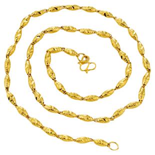 越南沙金大项链男女实心圆珠配饰情侣链子佛珠镀黄金久不掉色首饰