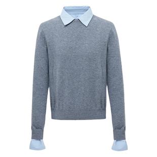 假两件拼接衬衣polo领针织衫女2025秋装新款毛衣显瘦百搭通勤上衣