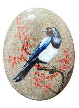 石头摆件现代简约书房纯手绘