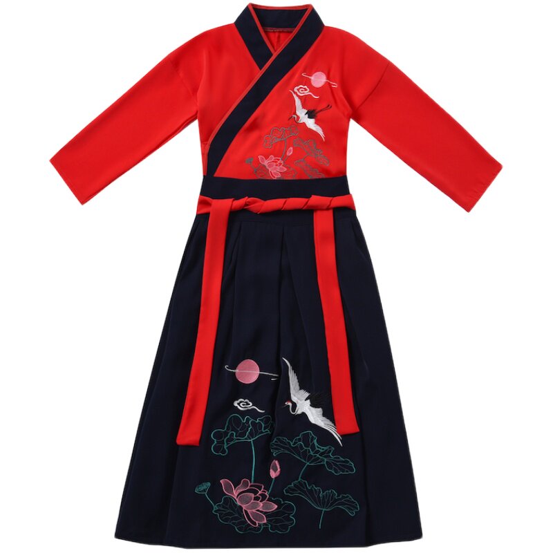 汉服男女童襦裙古装长袖小学生国学服中国风套装春夏装演出表演服