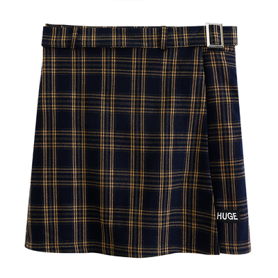 复古风大码胖mm格子遮胯半身裙