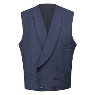 【澳洲羊毛 免熨烫】CULTUM亲王格青果领婚礼新郎西装马甲男