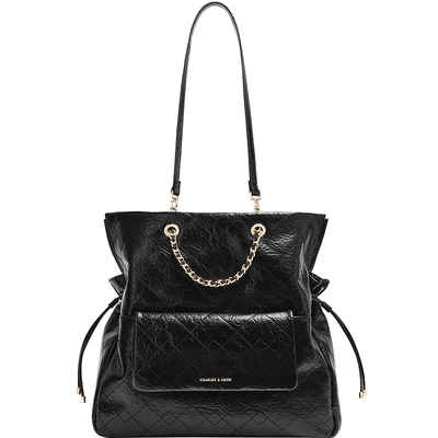 [新年礼物]CHARLES&KEITH女包CK2-30782756抽绳油蜡皮菱格双肩包