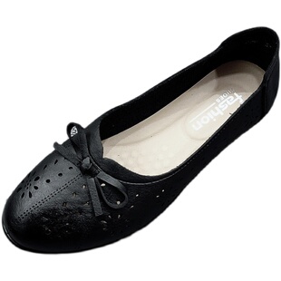 包头凉鞋低跟粗跟洞洞鞋软皮鞋夏季镂空透气中老年女鞋软底妈妈鞋