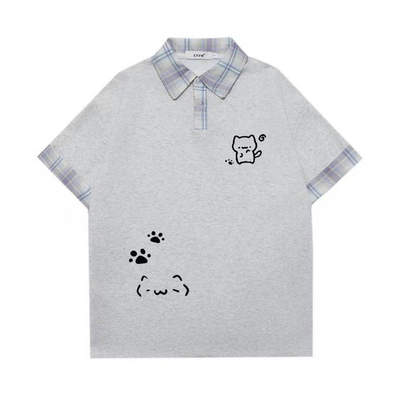 女童纯棉短袖POLO衫夏季猫咪