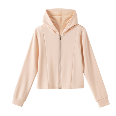 羊毛蛋白绒加厚短款带帽卫衣外套