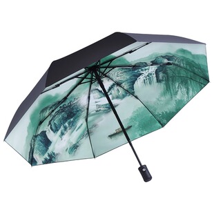 古风伞全晴雨两用自动黑胶折叠男女遮阳伞太阳伞小巧便携防紫外线