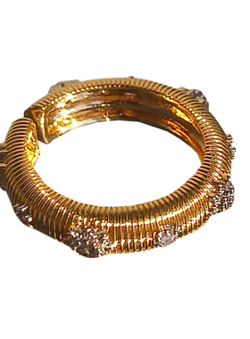 中古风金属拉丝镶钻戒指