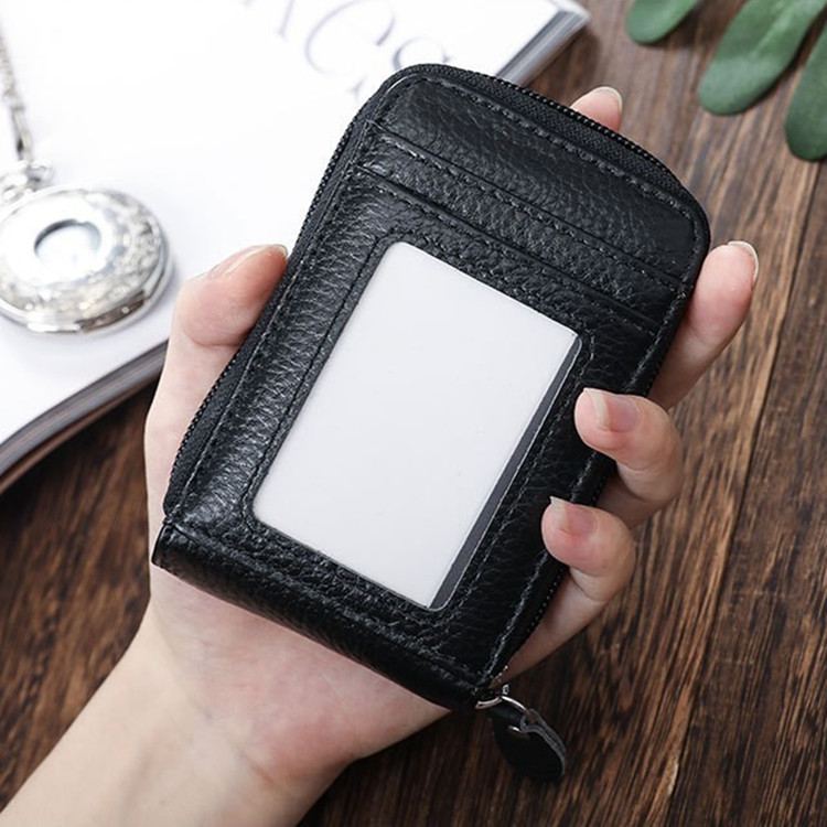 新品 牛皮风琴卡包多卡位大容量RFID防盗女式卡夹男士信用卡包