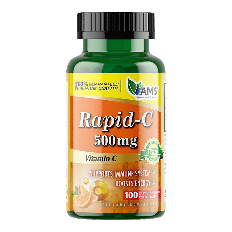 现货美国AMS Rapid-C维C快速吸收片日常免疫维生素C500mg100粒