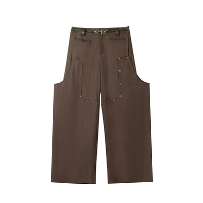 先验可拆卸条纹休闲马裤