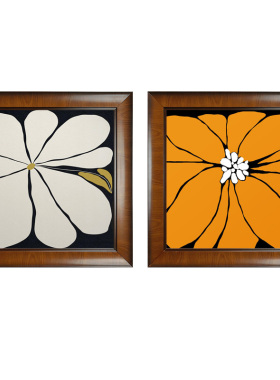 u作【橙意花开】手工油画中古风玄关客厅餐厅装饰画法式意式挂画