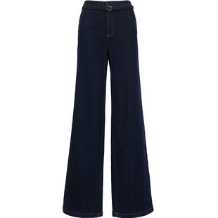 Vero Moda奥莱牛仔裤女秋冬新款含棉加绒腰带丹宁阔腿裤高级时尚