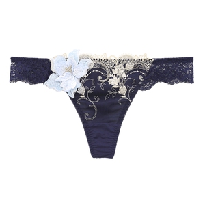 HIMICO丁字裤女重工立体刺绣日系透明蕾丝性感低腰女士内裤031
